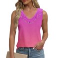 thumbnail image 1 of Sentmoon Débardeurs pour Femmes Été Col Rond Coupe Régulière Tendance Tops pour Femmes 2025 Boho Grand Bretelle Volant Dégradé Sans Manches T-Shirts Chemises Décontractées pour Vacances à la Plage Rose Vif P, 1 of 6