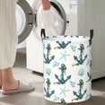 thumbnail image 5 of Susaid Anchors And Shells Print Waterproof Oxford Cloth Storage Circular Laundry Hamper BasketCapacity for Home-Small, 5 of 6