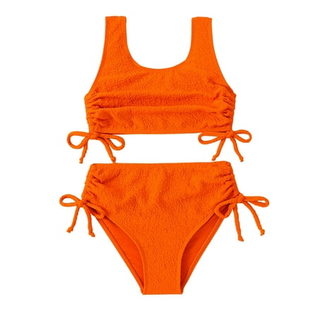 

adviicd Baby Swimsuit Girl Girl Cute Cow Print Criss Cross Bikini Wrap Knot Side Swimsuit Bathing Suit Orange 9 Years