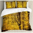 thumbnail image 3 of Fall Decorations Twin Size Duvet Cover Set, Epic View Deep Down in Forest with Shady Leaves Rural Habitat Scene, Decorative 2 Piece Bedding Set with 1 Pillow Sham, Yellow Brown, by Ambesonne, 3 of 3