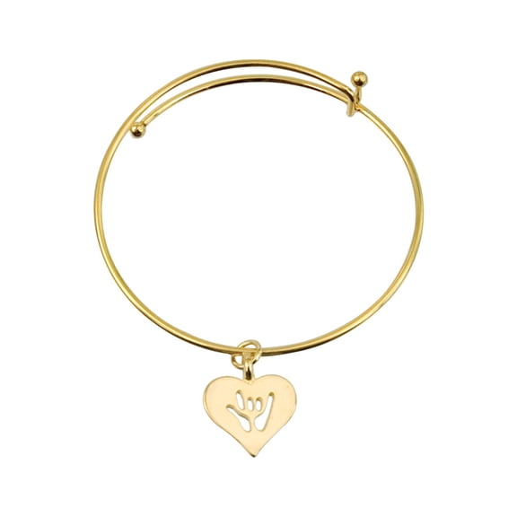 ILY Heart Charm Bangle- Gold
