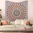 thumbnail image 3 of Bless International Indian hippie Bohemian Psychedelic Golden Blue Peacock Mandala Wall hanging Bedding Tapestry (Orange Brown, King (88x104Inches)(225x265Cms)), 3 of 4