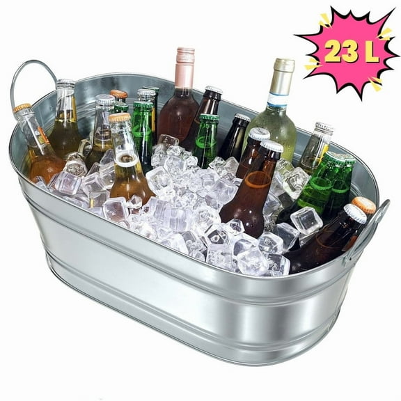 6.2 Gallon Large Galvanized Ice Buckets For Parties Wine Beverage Tub With Carry Handle For Home/Bar Beer Champagne Cocktails Coolings Supplies
