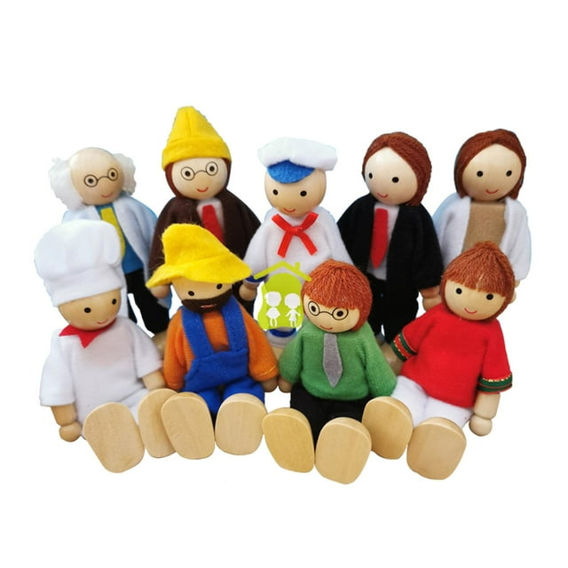 Mini Figura De Personas, Figura De Juego Portátil, Muñecas En Miniatura, Juego De Casa De Muñecas De Madera