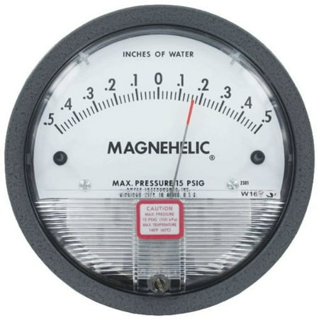 

Dwyer® Magnehelic® Differential Pressure Gage 2304 Zero Center Range: 2-0-2 w.c.