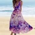 thumbnail image 4 of Baqcunre Casual Dresses for Women Sundresses for Women Elegant Wrap V Neck Sleeveless Maxi Dress Trendy Floral Print Flowy Beach Dress Dresses for Women 2024 Summer Dresses for Women 2024, 4 of 6