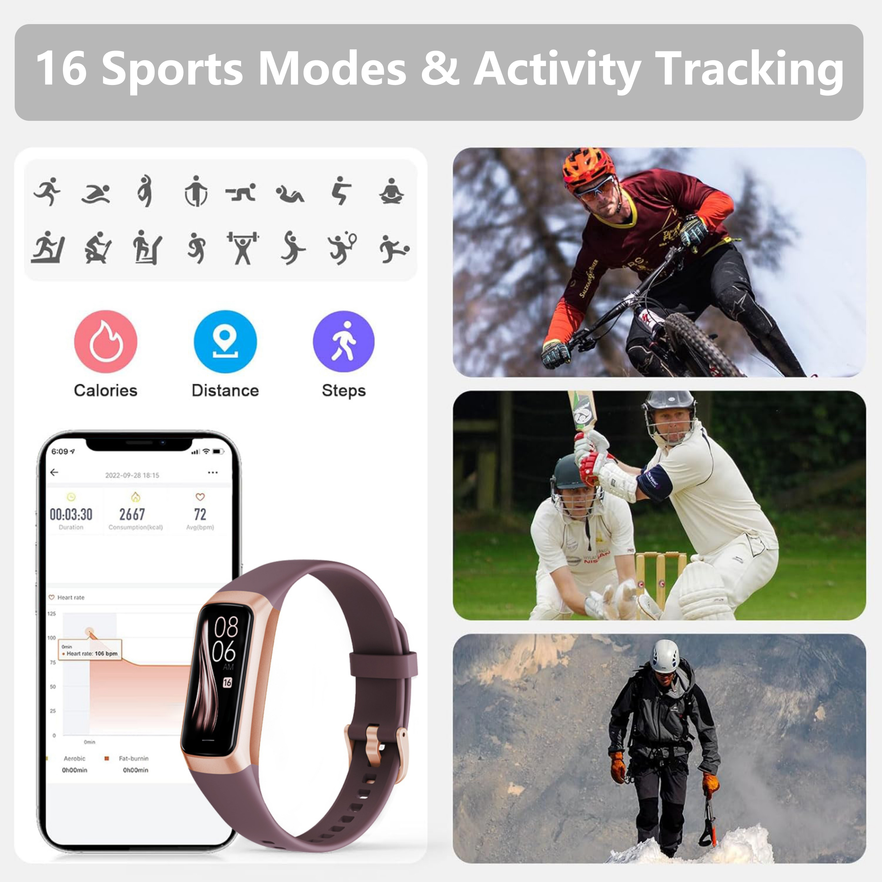 ST-CARE Fitness Tracker Watch, 1.1" HD Touch Screen, Wine photo 4