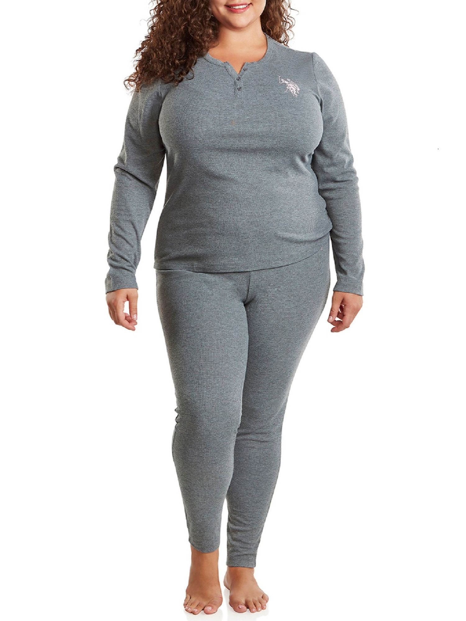U.S. Polo Assn. Women's Ribbed Henley Thermal Set photo 7