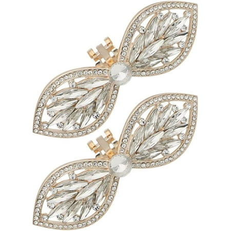 XIATIAN 2 Pcs Women Jewelry Decorative Shoe Clips Rhinestones Decorations Charms Shoe Buckle Flowers Jewelry for Craft Wedding Bridal Shoe (Silver)