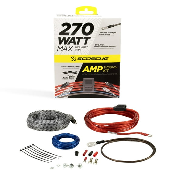 Scosche KPA12CC 270-Watt Hybrid OFC/CCA Amplifier Wiring Kit with Twisted Pair Audio Cables New