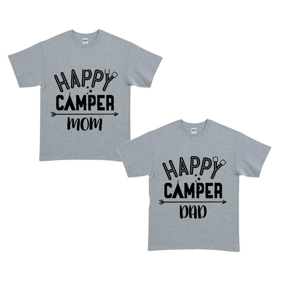 Happy Camper Personalized Gray Adult T-Shirt