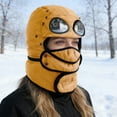 thumbnail image 3 of Winter Thermal Trapper Hat with Glasses, Winter Cycling Windproof Ski Mask Cap,Yellow, 3 of 4