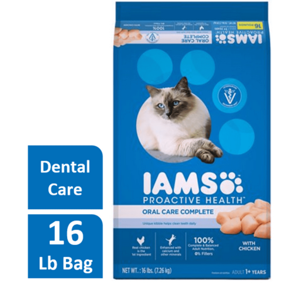Iams Proactive Health Oral Care Complete with Chicken Adult Dry Cat Food, 16 lb