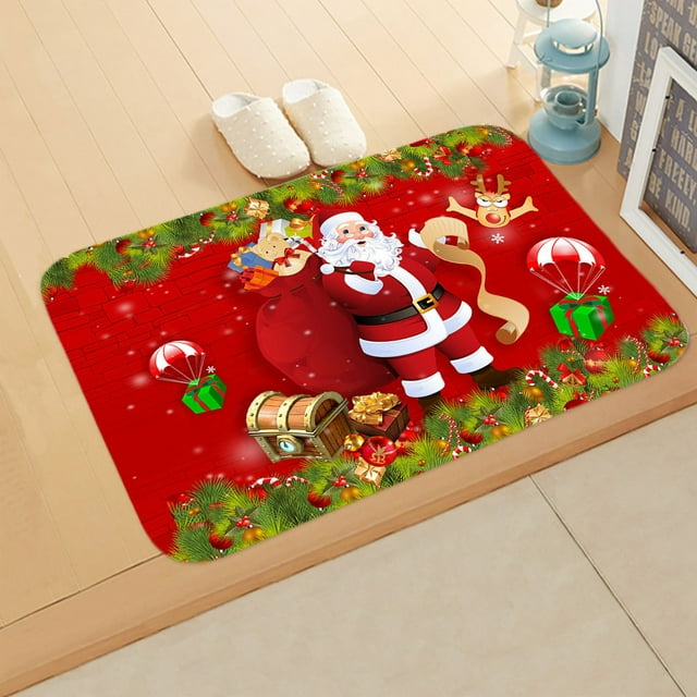 Felpudo Navideño Antideslizante para Puerta de Cocina y Baño, 40 X 60 Cm