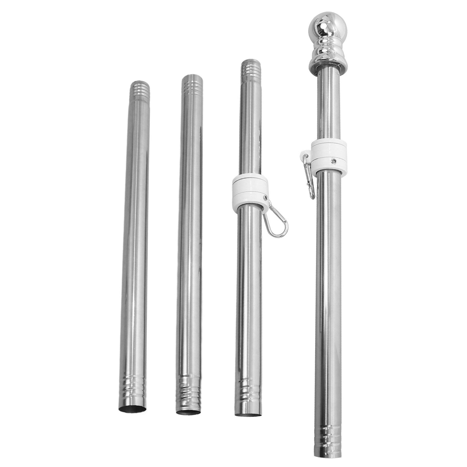 Pawsdot Outdoor Stainless Steel Flagpole with Free Rotation Easy Assembly and Detachable Design Plated Silver Pole