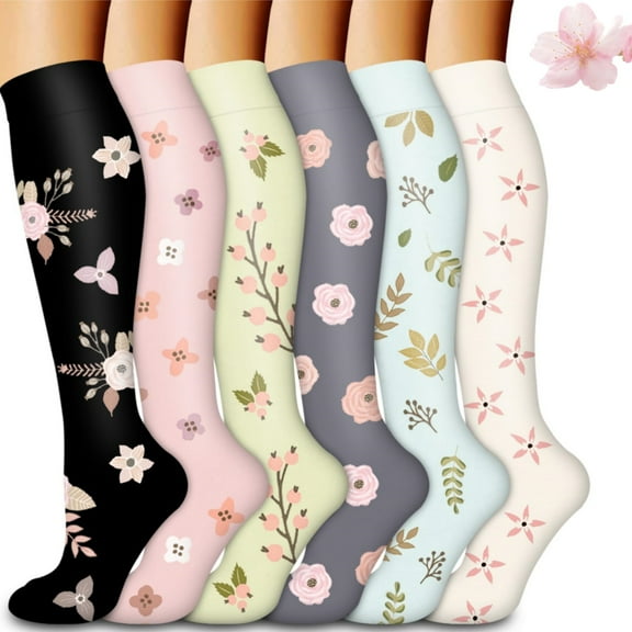 Compression Socks for Women & Men Circulation(6 pairs)-Graduated Supports Socks for Running, Athletic Sports