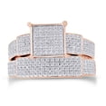 thumbnail image 4 of AFFY White Natural Diamond Engagement & Wedding Trio Band Ring Set In 10k Rose Gold (0.96 Cttw), 4 of 8