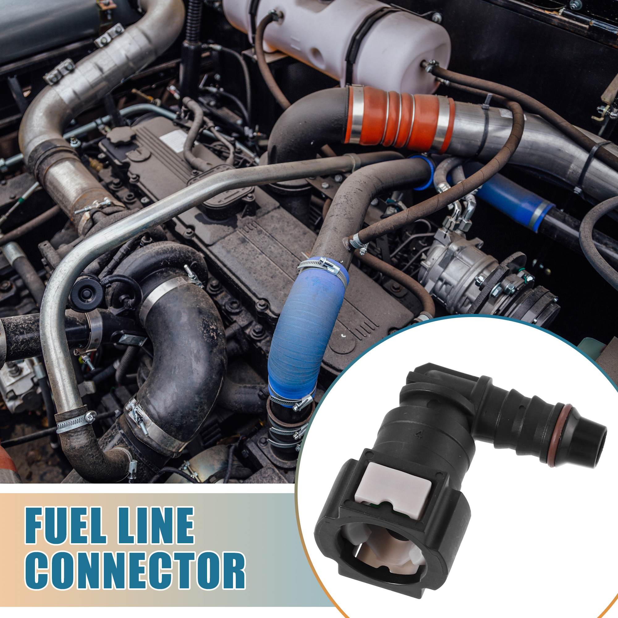 Unique Bargains Car 3/8 Fuel Line Quick Connector Nylon Hose Pipe Quick Release 90 Degree