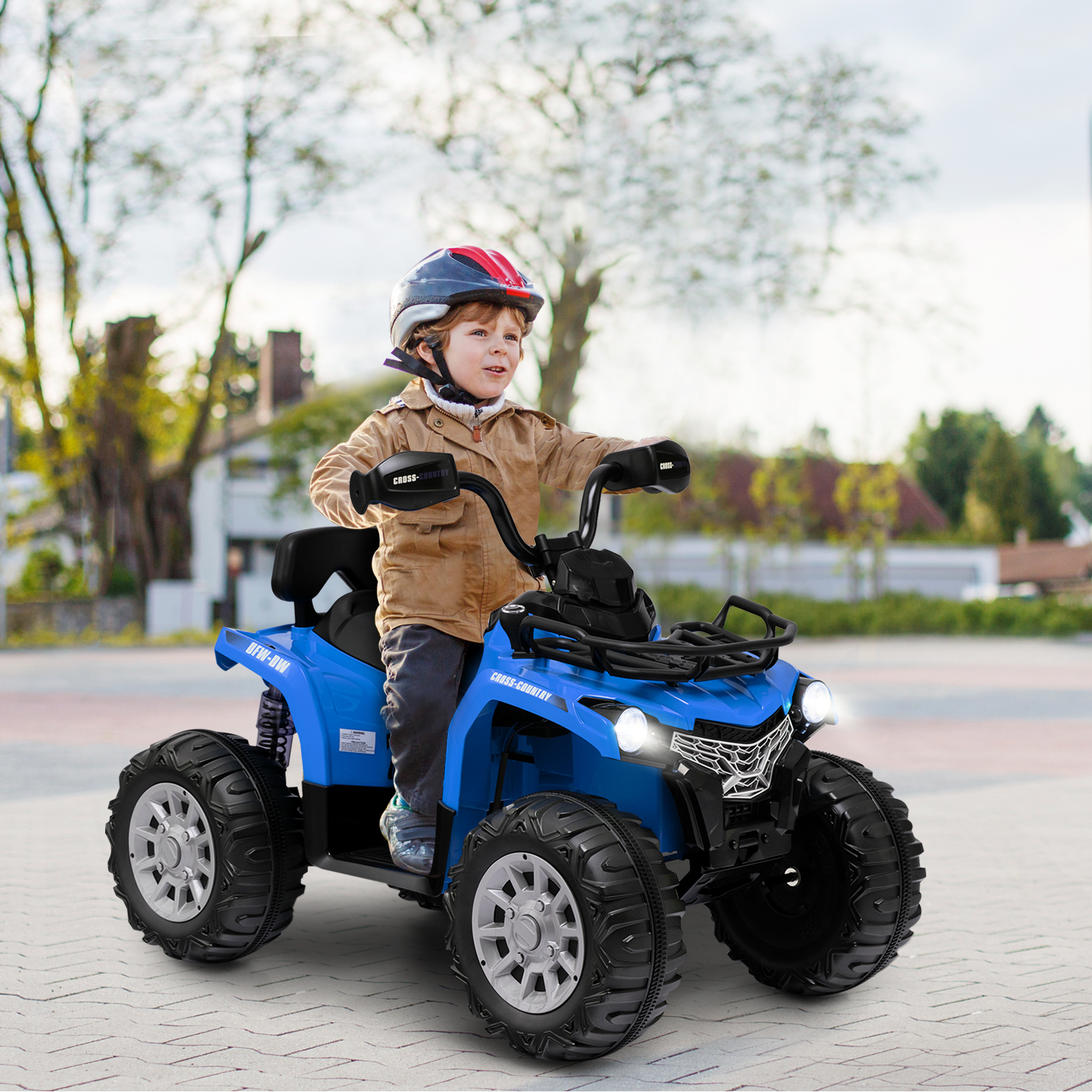Infans 12V Kids Ride On ATV Electric 4-Wheeler Quad 2 Speeds w/ Mp3 & Headlights Blue