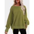 thumbnail image 3 of Sweats pour Femmes Col Rond Chute Légère Couleur Unie 2023 Mode Chaud Coupe Oversize Sweatshirts, 3 of 4