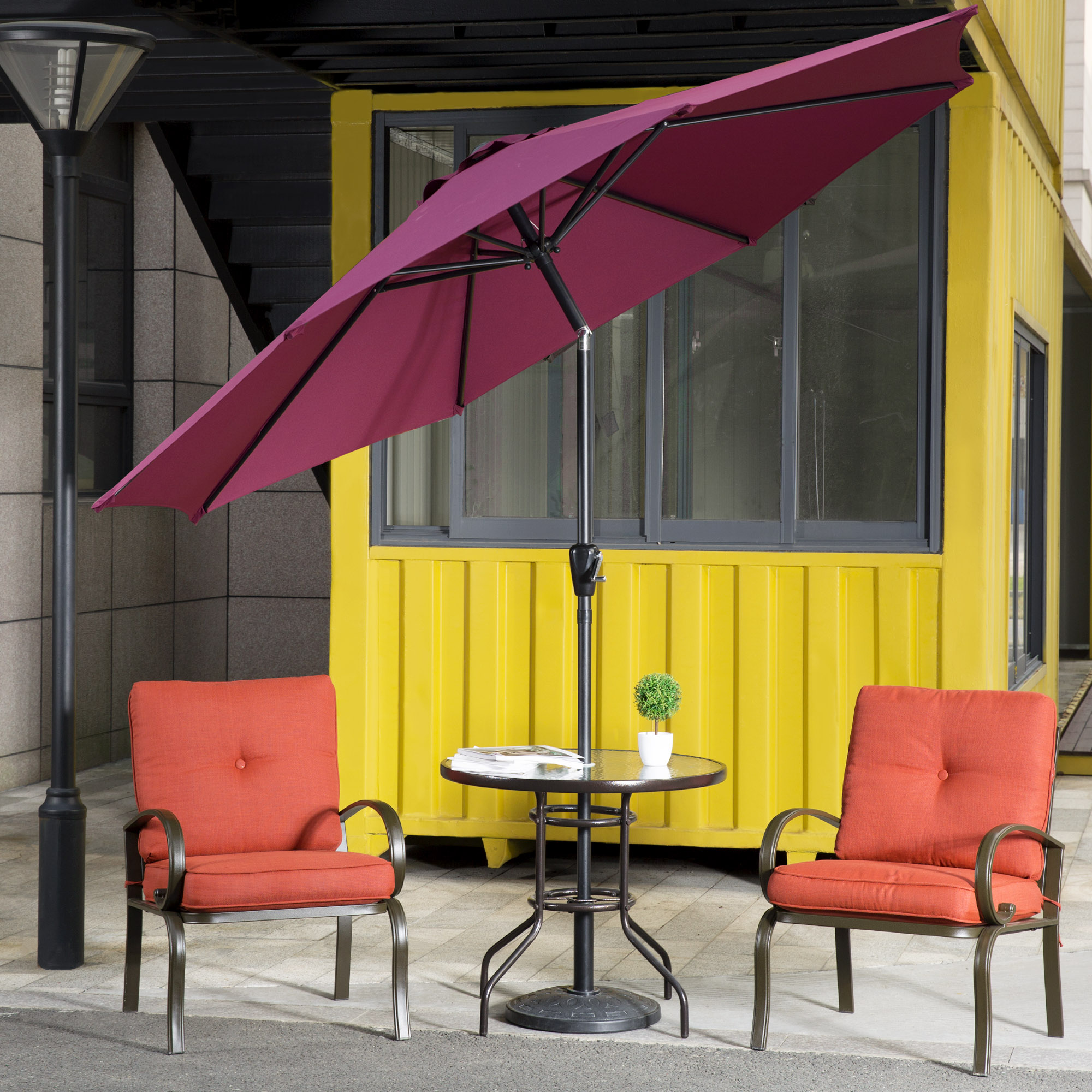 Cloud Mountain 4 Piece Patio Bistro Set Outdoor Patio Umbrella Patio Furniture Set Wrought Iron Bistro Sets Tempered Glass Round Table Walmart Com Walmart Com