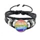 thumbnail image 5 of LGBT Black Weave Leather Bracelet Bi Pride Glass Cabochon Gay Pride Rainbow Flag Photo Bangle Jewelry For Women Men Lovers Gift, 5 of 5