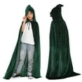 thumbnail image 3 of Zecgelong Kids Velvet Hooded Cloak Cape Party Dress Up Role Play Outfit Green Size 2-17Y, 3 of 3
