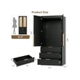 thumbnail image 5 of Studyset 69.5" Rattan Armoire Wardrobe Closet Wardrobe Cabinet With 3 Drawers And 2 Doors,Wardrobe Closet With Hanging Rod,Wooden Wardrobe Cabinets For Hanging Clothes, Tall Standing Bedroom Armoires, 5 of 8