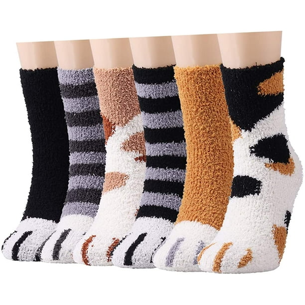 Fuzzy Socks for Women Winter Warm Soft Fluffy Socks for Home Sleeping  Indoor Thick Cozy Plush Sock 4, 6 Pairs