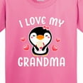 thumbnail image 4 of Inktastic I Love My Grandma with Cute Penguin and Hearts Youth T-Shirt, 4 of 5