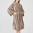 thumbnail image 2 of Kaemgyyd Robes for Women Hood Long Soft Warm Fuzzy Plush Bathrobes Comfy Stripe Belted Fleece Winter Robes with Pockets, 2 of 5