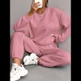thumbnail image 3 of Conjunto Deportivo de Dos Piezas para Mujer: Sudadera y Pantalón Deportivo de Cuello Redondo Liso y Holgado, Conjunto de Jersey para Estar en Casa. Rosa XXL, 3 of 5