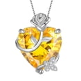 thumbnail image 1 of Juwaliy 15MM Mujer Rose Collar de Corazón Piedra de Nacimiento de Noviembre 925 Plata de Ley Dije de Mariposa Flor Citrino Joyería Amarillo Navidad San Valentín Regalo para Ella, 1 of 7