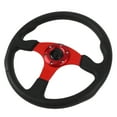 thumbnail image 1 of Universal Racing Steering Wheel PU Leather Aluminum Frame 6 Holes Hub Adapter for Car Sports 14 Inch Racing Style, 1 of 7
