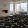 thumbnail image 2 of Large Rugs for Living Room, 8x10 Black Fluffy Bedroom Area Rug, Shag Geometric Soft Fuzzy Carpets Big Kids Room Rug, Non-Slip Plush Modern Rug for Office Home Decor Aesthetic, Black/Gold, 2 of 8