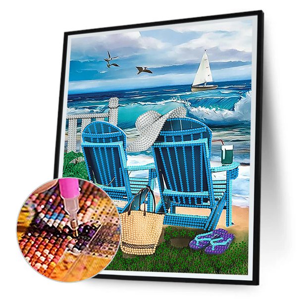 Cuadros Decorativos 5D bricolaje en forma especial parcial taladro diamante pintura Seaside Kit Decor (YXC427) Ehuebsd embutido en tela