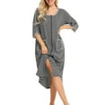 thumbnail image 4 of SWSMCLT Women's Warm Housecoat Zip Up RobeFall Comfy 3/4 Sleeve House Coat Thick Winter Cotton Zipper Nightgown Dark Grey Large, 4 of 4