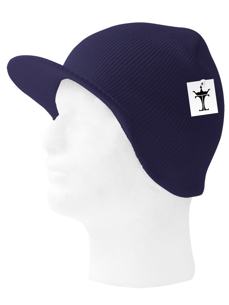 TOP HEADWEAR Cuff Beanie Visor Cap - Navy, 100% Soft Acrylic, Unisex