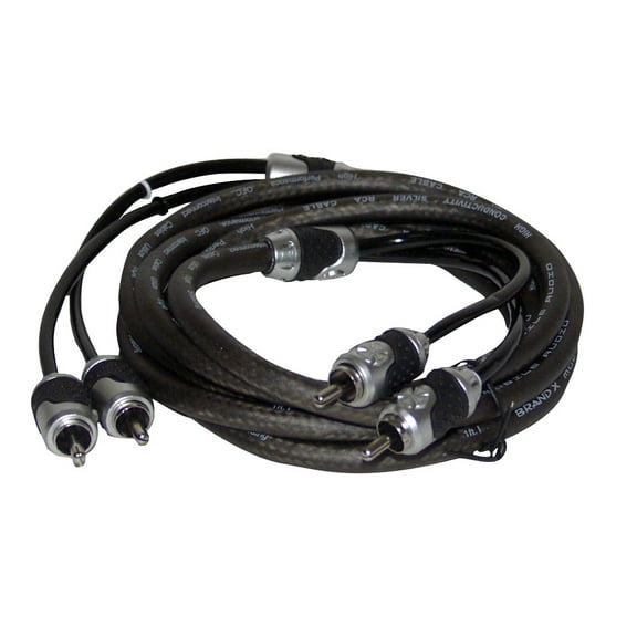BRAND-X XXL12RCASQ - 12' Foot Hi-End Black/Silver Stereo RCA Cable