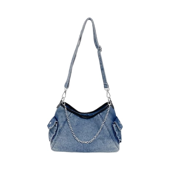 Casual Oversized Jean Shoulder Bag Spacious Interior Practical Fabric Crossbody Bags Women's Daily Essential