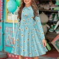 thumbnail image 2 of DISNIMO Daisy Dress for Girls Blue Dress Kids Flower Dress Girls Long Sleeve Button Dress Girls Midi Fall Dress for Child Holiday Dress with Collar 5-6 Girl Dress Skater Dress Button Down, 2 of 7