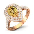 thumbnail image 2 of 3.46 Ctw Citrine Gemstone 925 Sterling Silver Rose Vermeil Pear Shape Halo Valentines Day Gifts Ring, 2 of 4