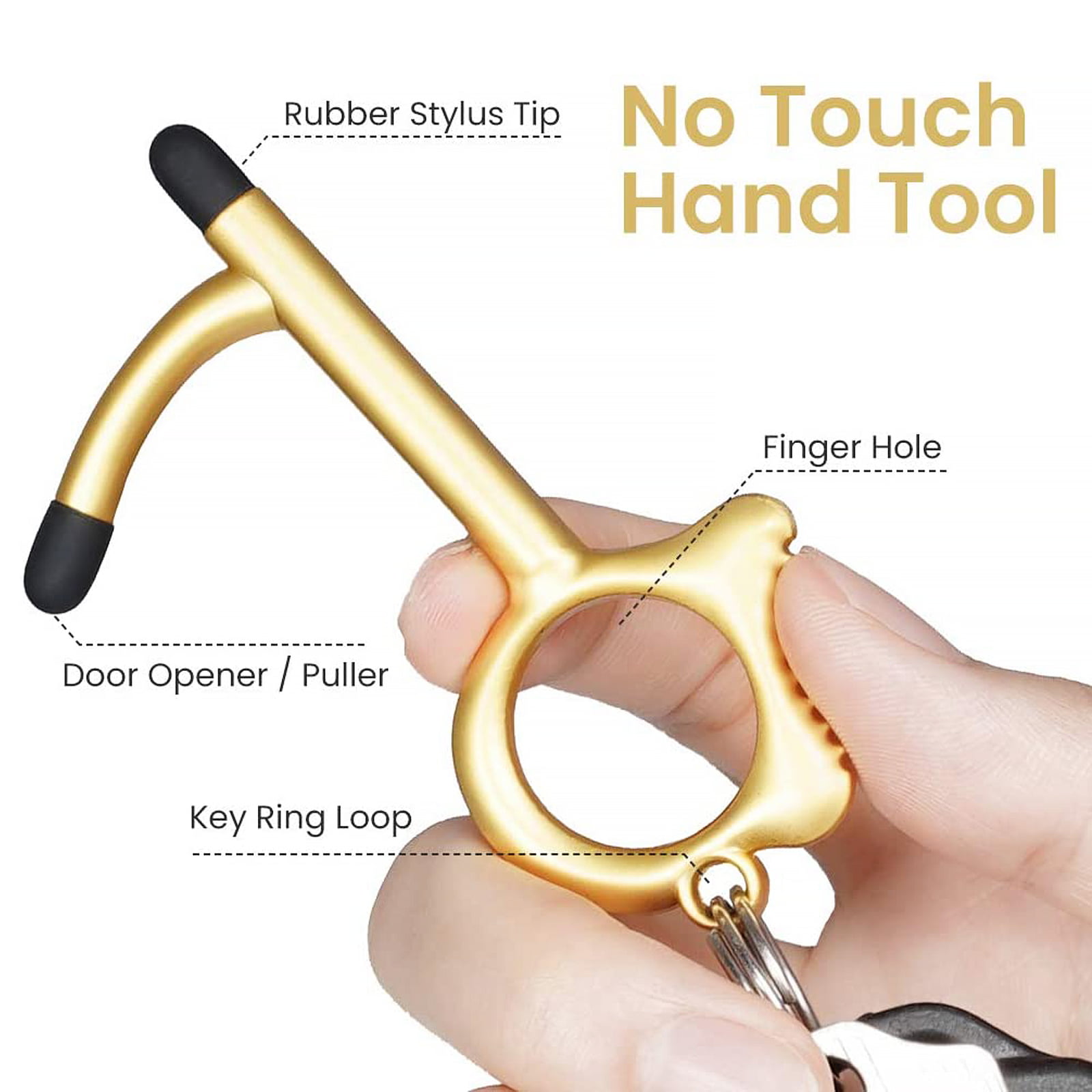 No touch key hand tool Door opener tool with Stylus contactless Clean key and Keychain ATM button and Elevator button pusher Dont Touch It no germ key tool 