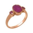thumbnail image 1 of LBG British Made 10k Rose Gold Ring with Natural Ruby Womens Anniversary Ring - 33 size options - Size 4, 1 of 6