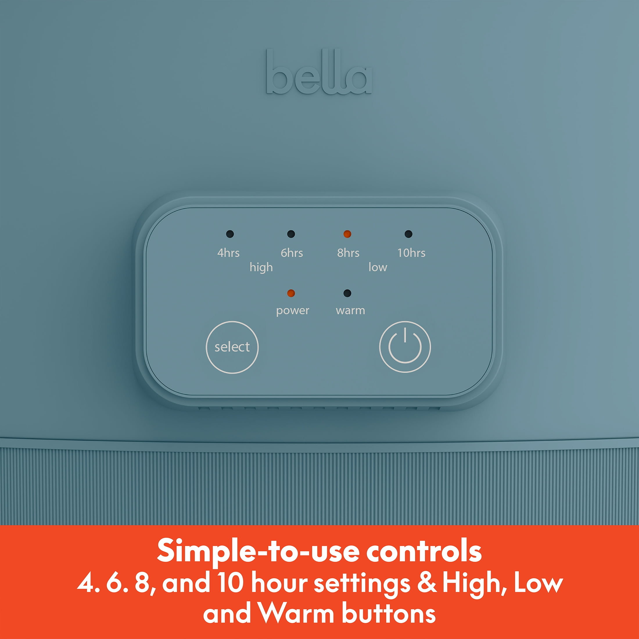 bella 6 Qt Digital Programmable Slow Cooker with Ceramic Nonstick Coating, Adjustable Temperature & Cooking Time, Dishwasher Safe Pot & Tempered Glass Lid, Surf