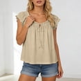 thumbnail image 2 of DHFJKG Womens Sleeveless T Shirt Ruffle Trim Scoop Neck Tank Top Casual Summer Beach Loose Fit Bohomian Vacation Clothes Trendy Tops, 2 of 5