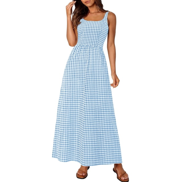 Vestido PRETTYGARDEN 2025 Verano Maxi a Cuadros XXL
