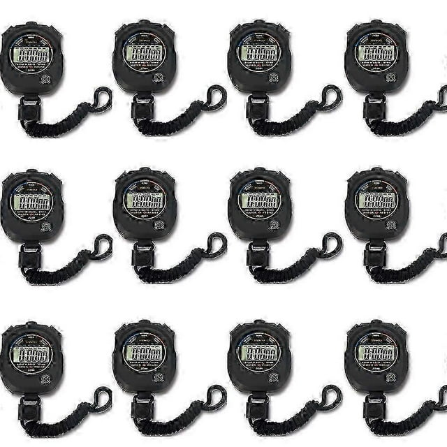 12 Pack Multi-Function Electronic Digital Sport Stopwatch Timer with Large Display, Date, Time and Alarm