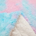 thumbnail image 5 of Exclusivo Mezcla Fuzzy Faux Fur Bed Blanket King Size, Reversible Shaggy Sherpa Fleece Blankets,Fluffy Plush Warm Throws for Couch, Bed, 90X104 Inches, Gradient Aqua, 5 of 8