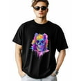 thumbnail image 2 of Men's T-Shirt,Colorful Skull Short Sleeve Crewneck Casual Tee Shirts,Black-XS, 2 of 8
